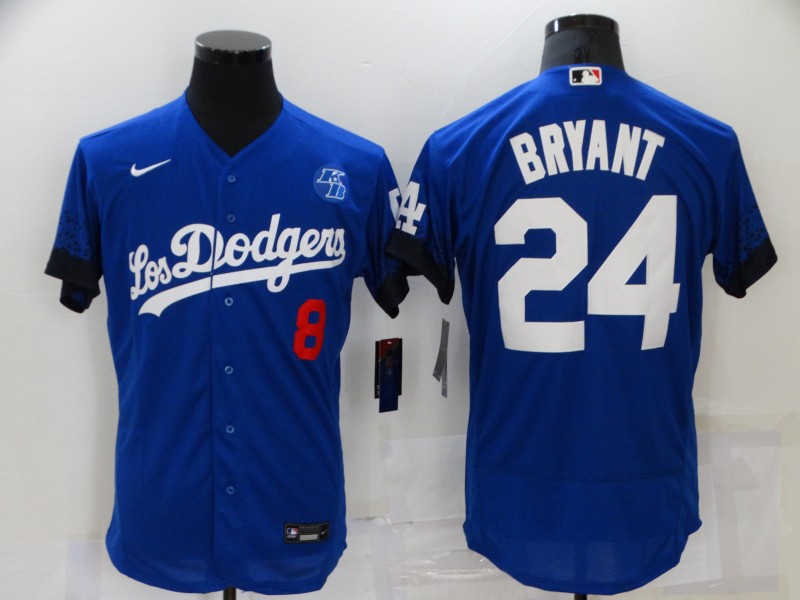 Men Los Angeles Dodgers #24 Bryant Blue City Edition Elite Nike 2021 MLB Jersey